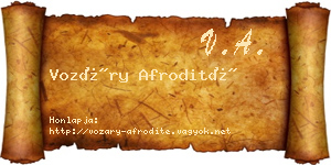 Vozáry Afrodité névjegykártya